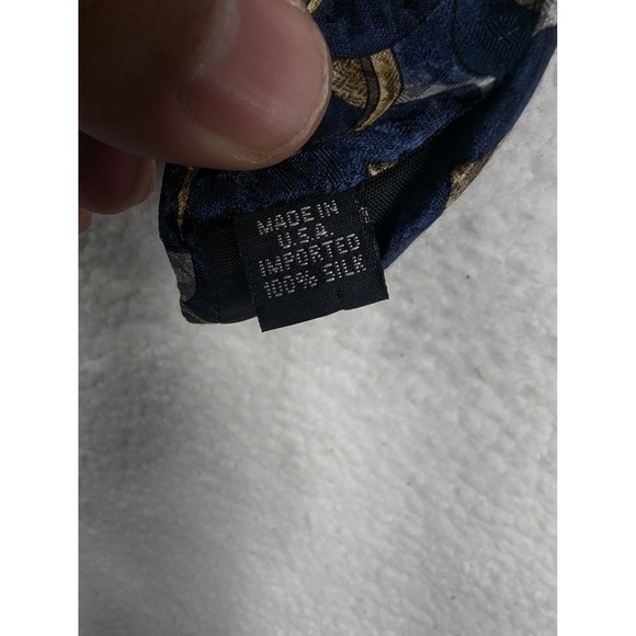 Van Heusen Men's Necktie Blue Gold Fan Pattern Business Casual 61" - Picture 3 of 5